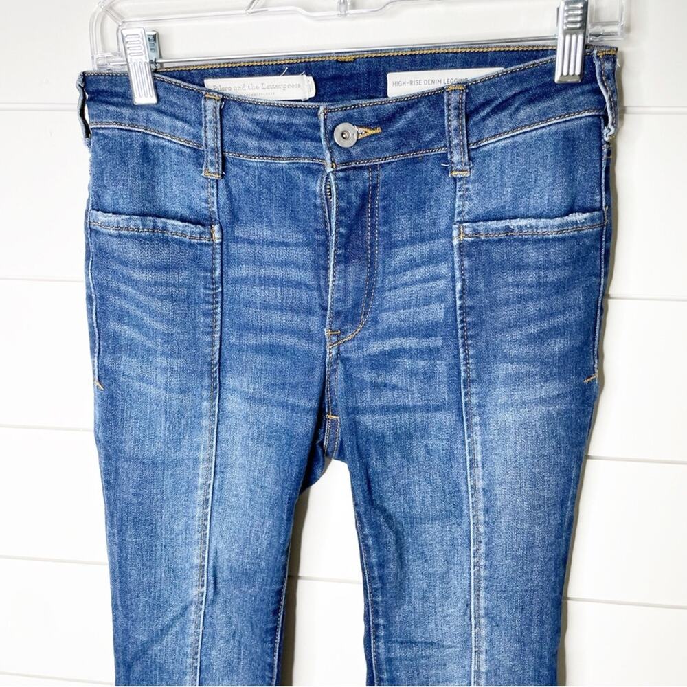 Pilcro High Rise Pinktucked Stretch Skinny Ankle Leggings Dark Wash Size 26 - Picture 3 of 10